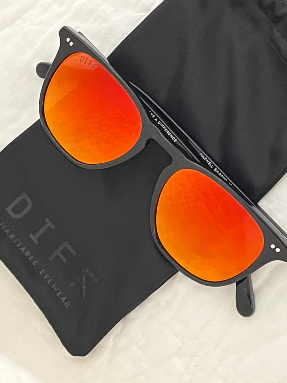 DIFF Maxwell Eyewear Black Frame Sunglasses Mirror Lenses